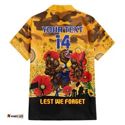 Custom Eagles Football ANZAC Hawaiian Shirt Gallipoli Camouflage With Poppies