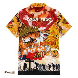 Personalised Tigers ANZAC Day Hawaiian Shirt Aboriginal Rising Sun