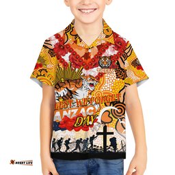 Personalised Tigers ANZAC Day Hawaiian Shirt Aboriginal Rising Sun