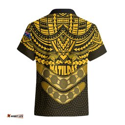 Matildas Soccer Hawaiian Shirt Polynesian and Aboriginal Gold Vibe