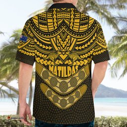 Matildas Soccer Hawaiian Shirt Polynesian and Aboriginal Gold Vibe