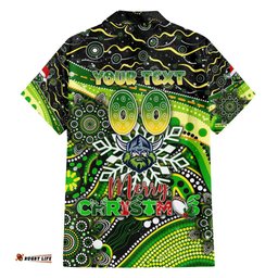 Merry Christmas Raiders Hawaiian Shirt Aboriginal Santa Rugby Mascot Canberra
