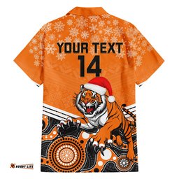 Custom Tigers Rugby Christmas Hawaiian Shirt Merry Xmas Mix Aboriginal Art