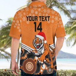 Custom Tigers Rugby Christmas Hawaiian Shirt Merry Xmas Mix Aboriginal Art