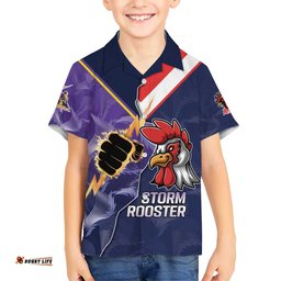 NRL StormRooster Mascot Custom Hawaiian Shirt Cracked Metal Style