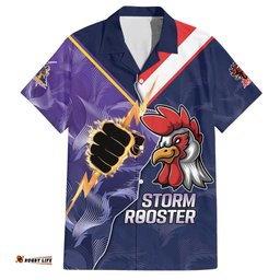 NRL StormRooster Mascot Custom Hawaiian Shirt Cracked Metal Style