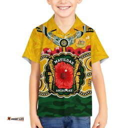 Matildas ANZAC Day 2024 Hawaiian Shirt Australian Army We Will Remember Them Aboriginal Art