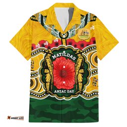 Matildas ANZAC Day 2024 Hawaiian Shirt Australian Army We Will Remember Them Aboriginal Art