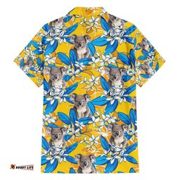 Koala Hawaiian Shirt Plumeria Flowers