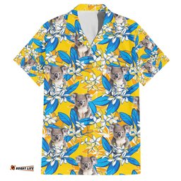 Koala Hawaiian Shirt Plumeria Flowers
