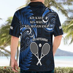 New Zealand Tiki Tennis Hawaiian Shirt 2024 Aotearoa Tenehi Maori Silver Fern Blue