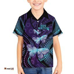 You Matter Suicide Prevention Awareness Hawaiian Shirt Butterfly Aboriginal Mix Polynesian Pattern