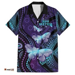 You Matter Suicide Prevention Awareness Hawaiian Shirt Butterfly Aboriginal Mix Polynesian Pattern