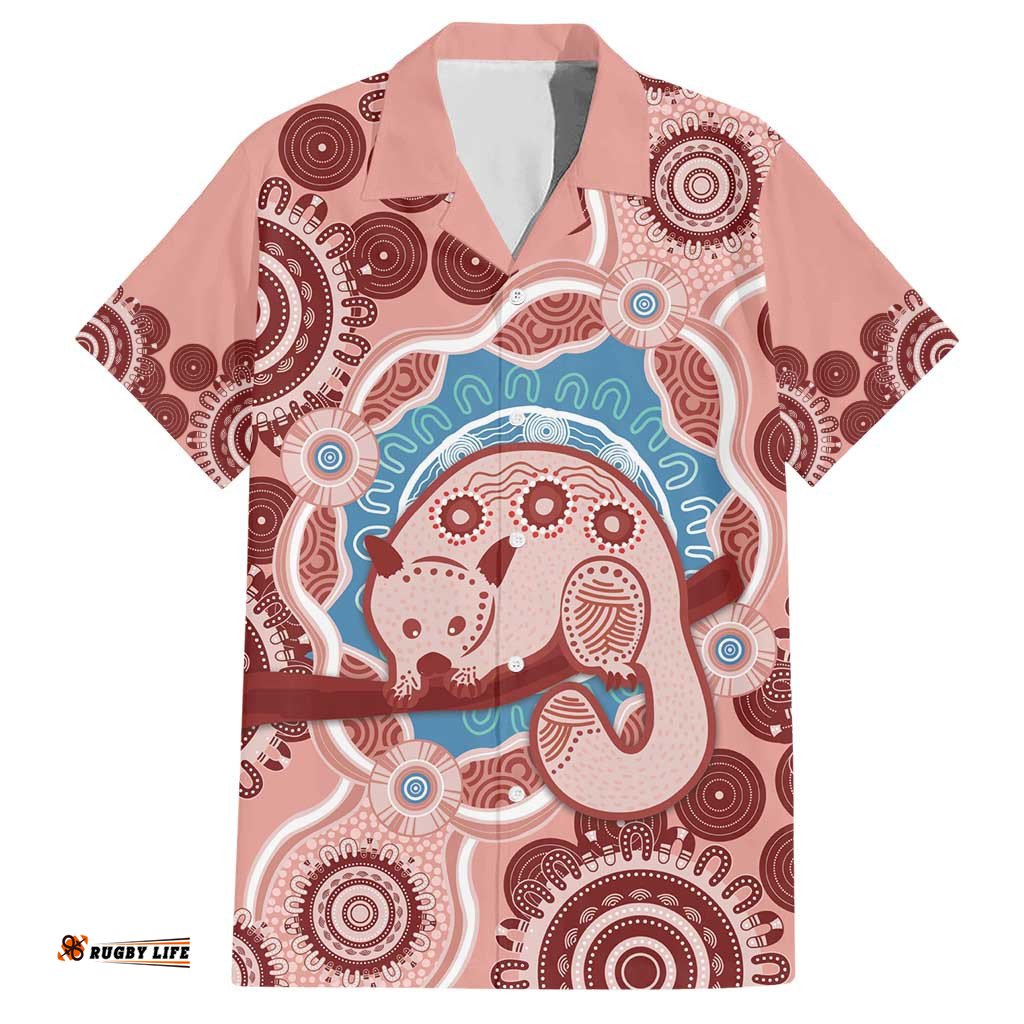 Blush Pink Australia Possum Hawaiian Shirt Indigenous Art