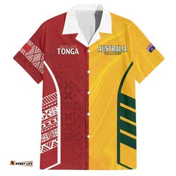 Australia Tonga Rugby Custom Hawaiian Shirt Minimalist Dynamic