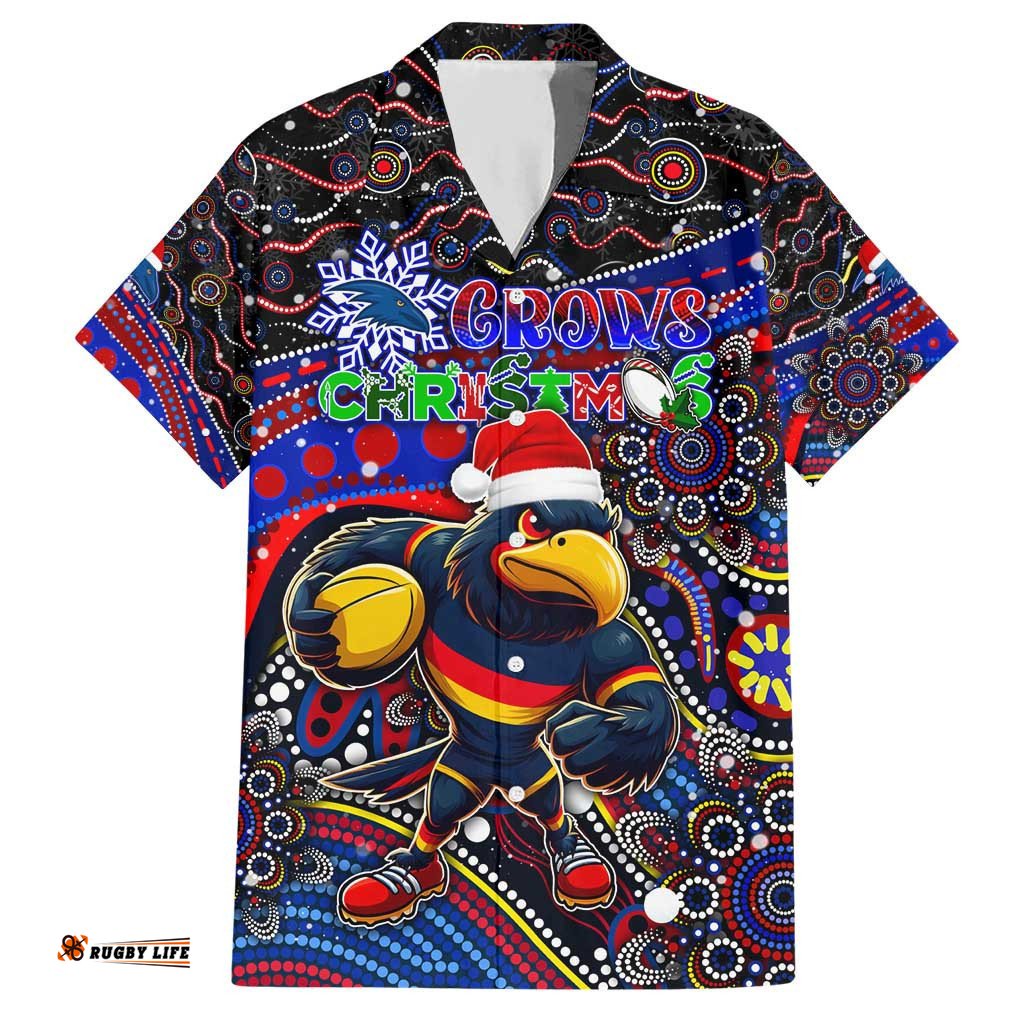 Merry Christmas AFL Adelaide Crows Hawaiian Shirt Aboriginal Santa Football Mascot