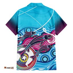 Australia Fishing Hawaiian Shirt Fishaholic With The Dhari Symbol And Aboriginal Pattern