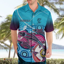 Australia Fishing Hawaiian Shirt Fishaholic With The Dhari Symbol And Aboriginal Pattern