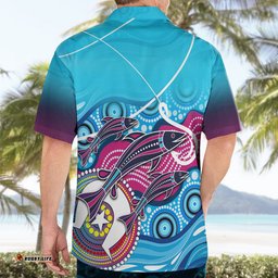 Australia Fishing Hawaiian Shirt Fishaholic With The Dhari Symbol And Aboriginal Pattern