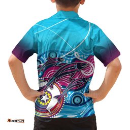 Australia Fishing Hawaiian Shirt Fishaholic With The Dhari Symbol And Aboriginal Pattern