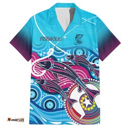 Australia Fishing Hawaiian Shirt Fishaholic With The Dhari Symbol And Aboriginal Pattern
