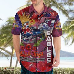 Personalised Australia Rugby Sea Eagles ANZAC Hawaiian Shirt ManlyWarringah Scratch Style