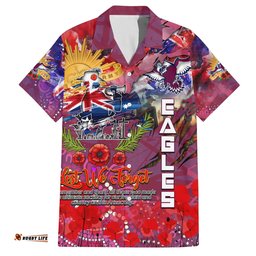 Personalised Australia Rugby Sea Eagles ANZAC Hawaiian Shirt ManlyWarringah Scratch Style