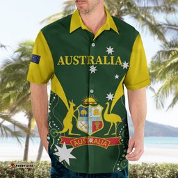Custom Australia Cricket Hawaiian Shirt 2024 World Cup Go Aussie Green Version