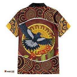 Aboriginal Magpies Dots Art Hawaiian Shirt Native Australian Animals