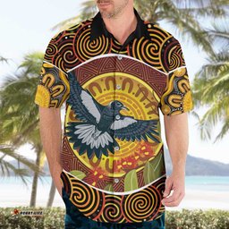 Aboriginal Magpies Dots Art Hawaiian Shirt Native Australian Animals