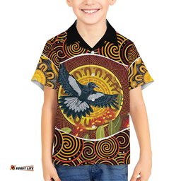 Aboriginal Magpies Dots Art Hawaiian Shirt Native Australian Animals