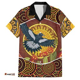 Aboriginal Magpies Dots Art Hawaiian Shirt Native Australian Animals