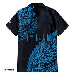 Fiji Rugby Hawaiian Shirt Kaiviti Fijian Tribal World Cup Blue No2