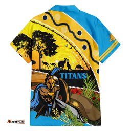 Titans Rugby ANZAC Day Hawaiian Shirt GLD Mascot Rosemary Starry Night