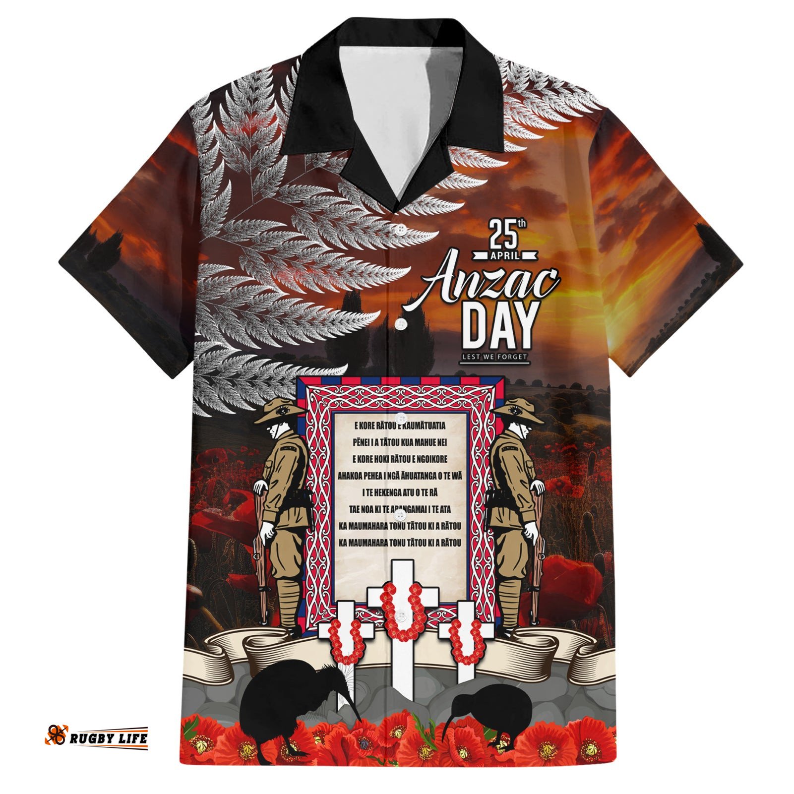 New Zealand ANZAC Day Hawaiian Shirt The Ode of Remembrance and Silver Fern