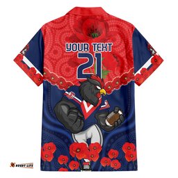 Custom Roosters Rugby ANZAC Hawaiian Shirt Sydney Gallipoli Soldier With Aboriginal Art