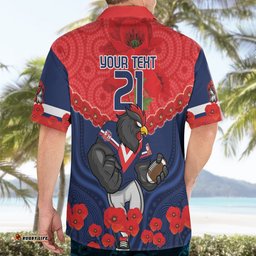 Custom Roosters Rugby ANZAC Hawaiian Shirt Sydney Gallipoli Soldier With Aboriginal Art
