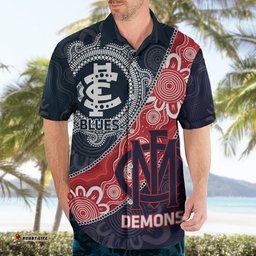 Personalised Demons And Blues Football Hawaiian Shirt Aboriginal Art
