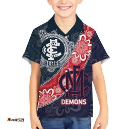 Personalised Demons And Blues Football Hawaiian Shirt Aboriginal Art