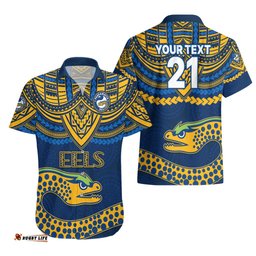 Custom Eels Rugby Hawaiian Shirt Polynesian and Aboriginal Vibe