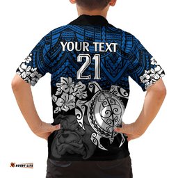 Custom Bulldogs Rugby Hawaiian Shirt Berries Hibiscus and Turtle With Polynesian Pattern