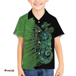 Personalised New Zealand Darts Hawaiian Shirt Aotearoa Maori Fern Mix Manaia Tattoo