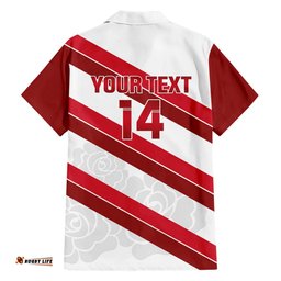 Custom England Rugby Hawaiian Shirt 2024 Go Champions Red Rose Sporty Version