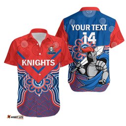 Custom Text And Number Knights Rugby Hawaiian Shirt Novocastrians 1987 Aboriginal Art