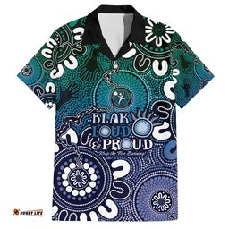 NAIDOC Week 2024 Fire Burning Hawaiian Shirt Aboriginal Dots Blue Art