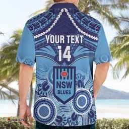 Custom NSW Blues Rugby Hawaiian Shirt Aboriginal Mix Polynesian Pattern