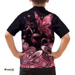 Think Pink Butterfly Ribbon Aboriginal Art Hawaiian Shirt