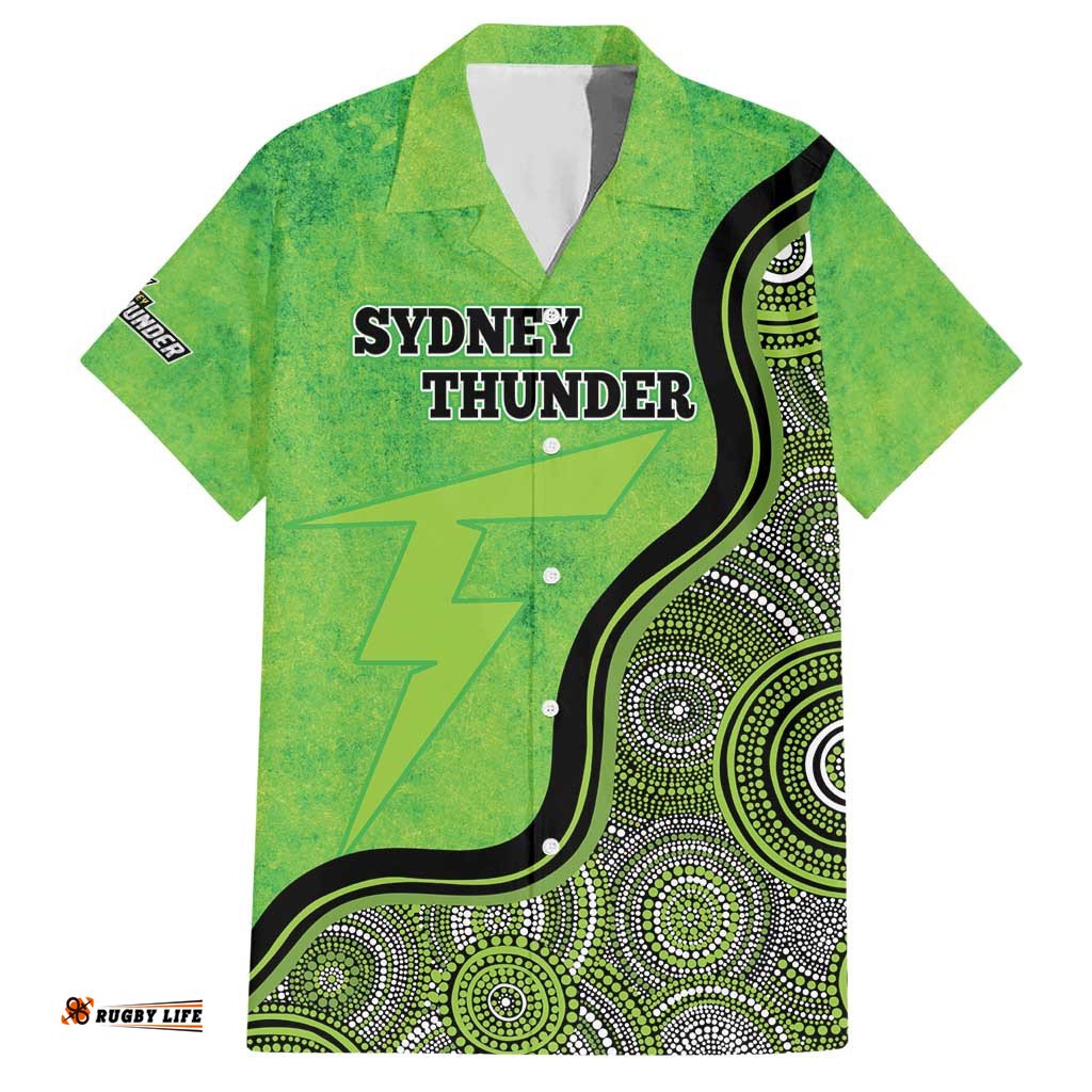 Custom Sydney Thunder Hawaiian Shirt Indigenous Art Grunge Style