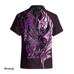 Personalised New Zealand Breast Cancer Hawaiian Shirt Fight Like A Girl Pink Manaia Fern With Paua Shell
