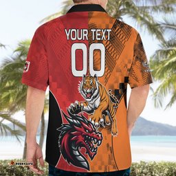 Custom Dragons and Tigers Hawaiian Shirt Rugby Mascot With Sporty Style
